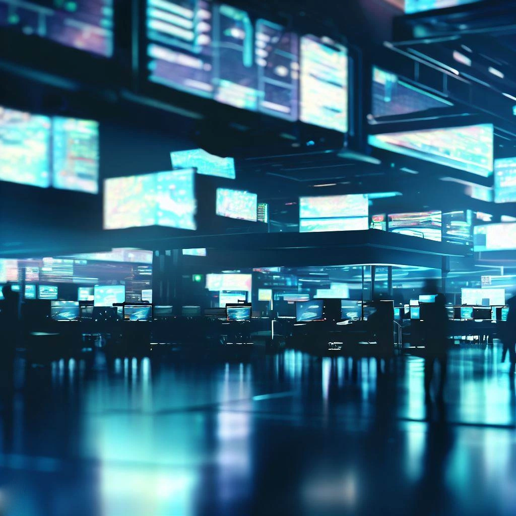 Trading floor with bloomberg terminals